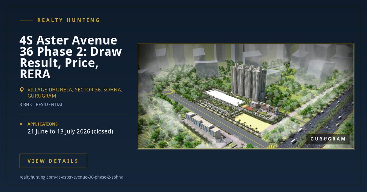 4S Aster Avenue 36 Phase 2, Sector 36 Sohna: Draw Result, Price and Payment Plan — photo 1