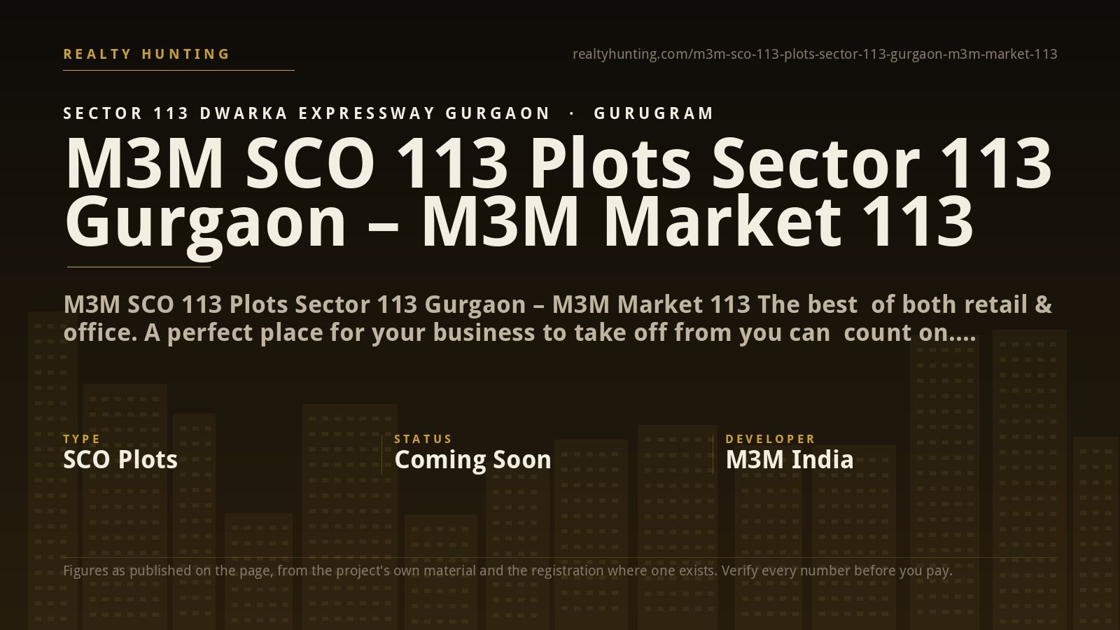 M3M SCO 113 Plots Sector 113 Gurgaon – M3M Market 113