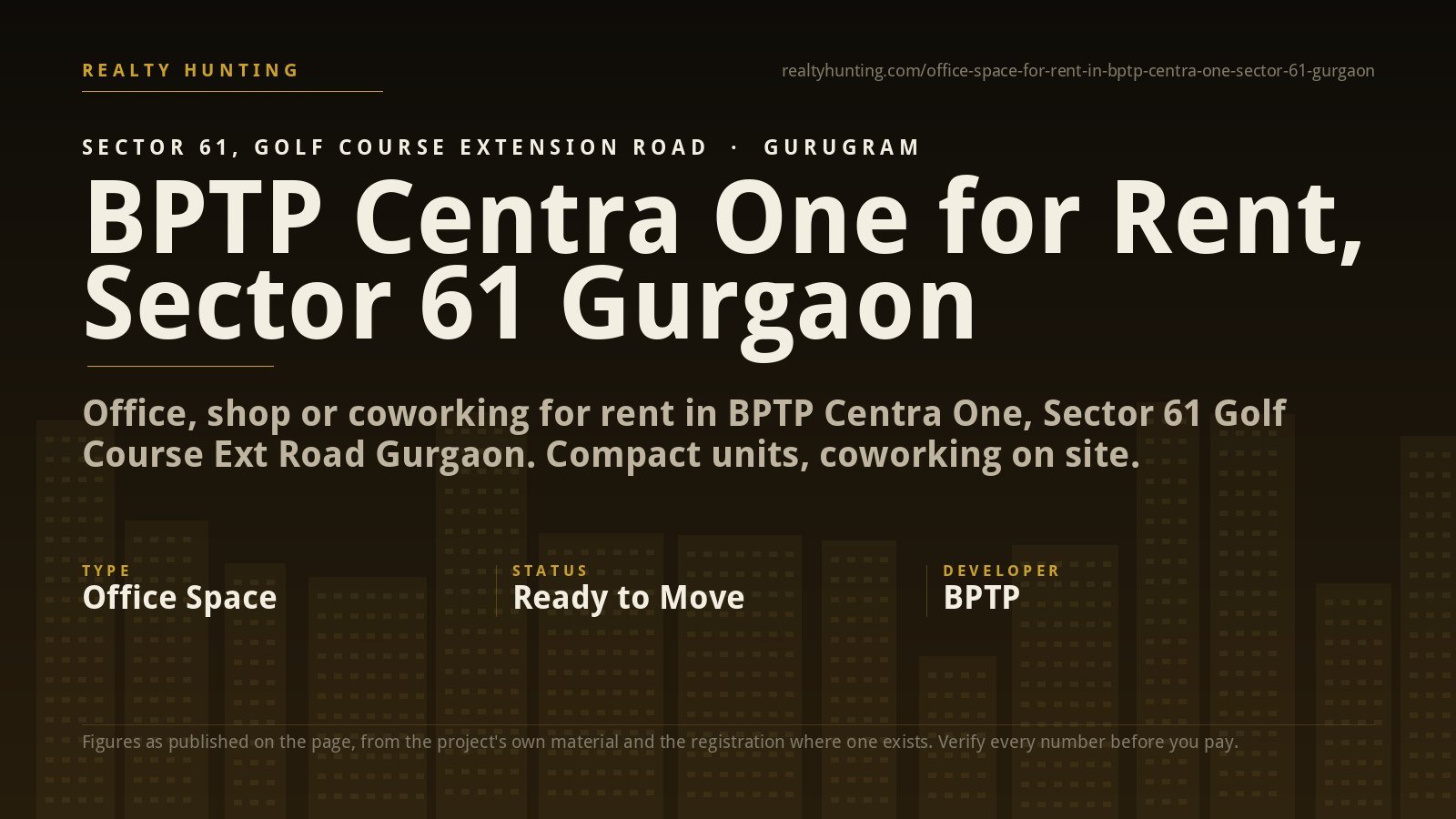 BPTP Centra One Office & Shop for Rent, Sector 61 Gurgaon