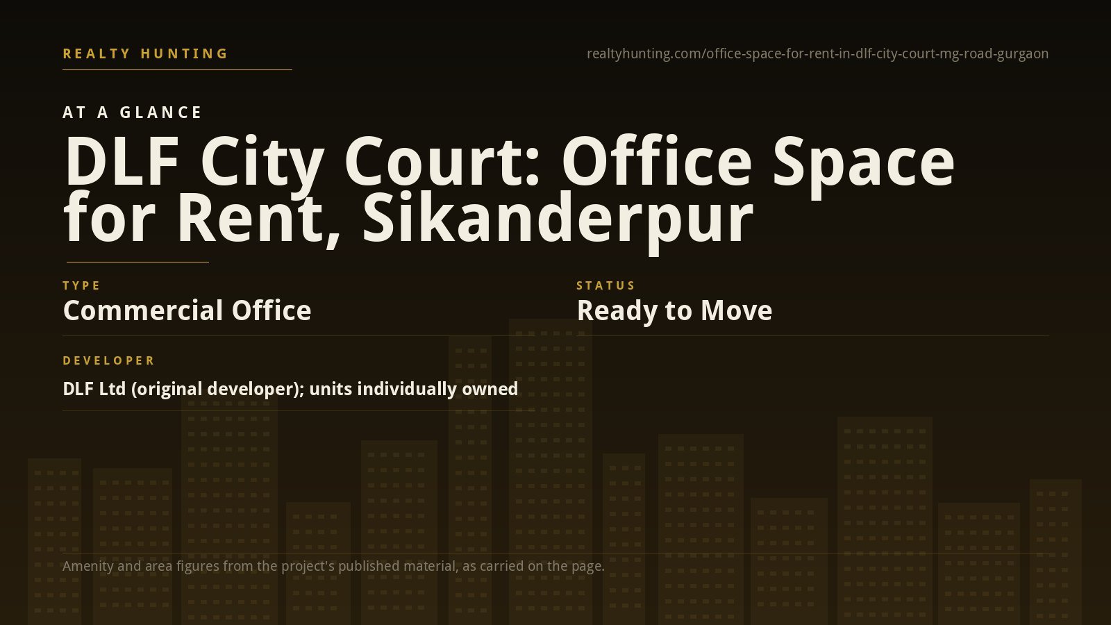 DLF City Court Office for Rent, Sikanderpur Gurgaon — photo 1