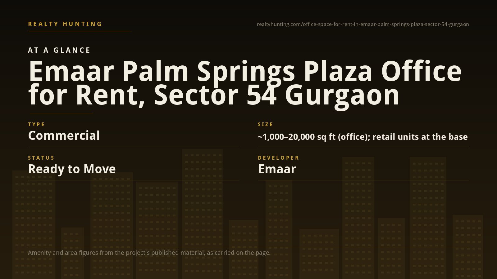 Emaar Palm Springs Plaza Office for Rent, Sector 54 Gurgaon — photo 1
