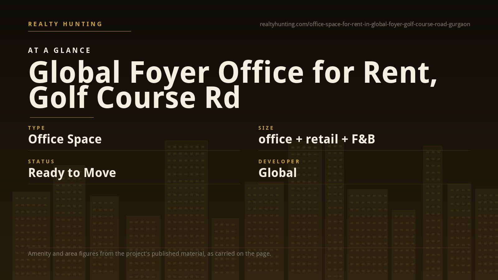 Global Foyer Office for Rent, Golf Course Road Gurgaon — photo 1