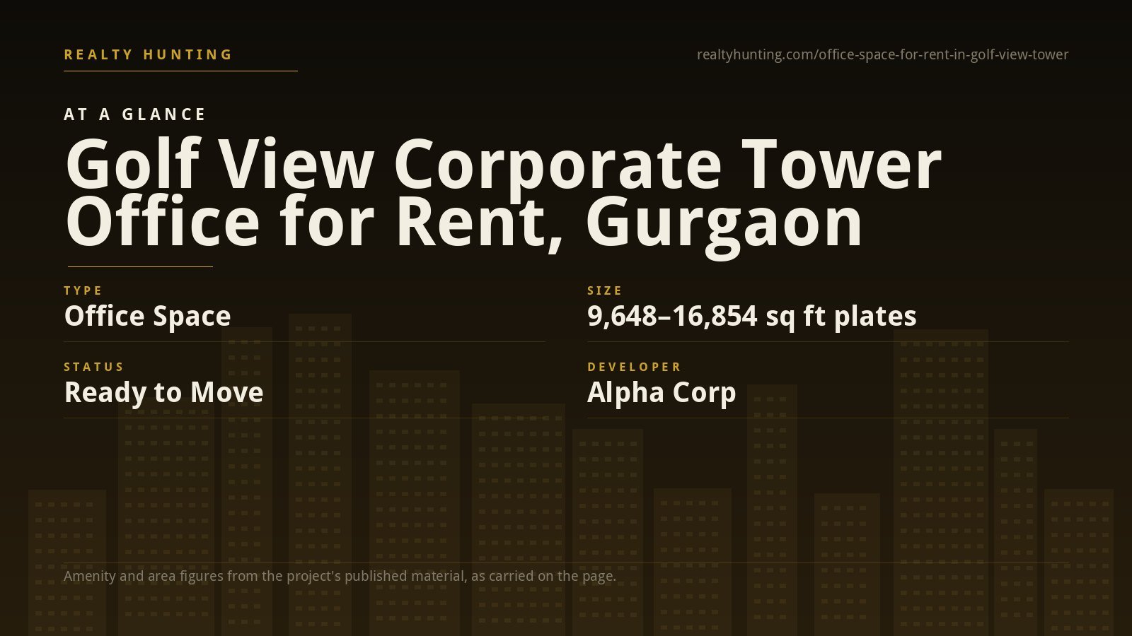 Golf View Corporate Tower Office for Rent, Golf Course Rd Gurgaon — photo 1