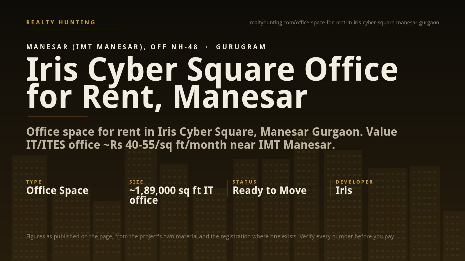 Iris Cyber Square Office for Rent, Manesar Gurgaon
