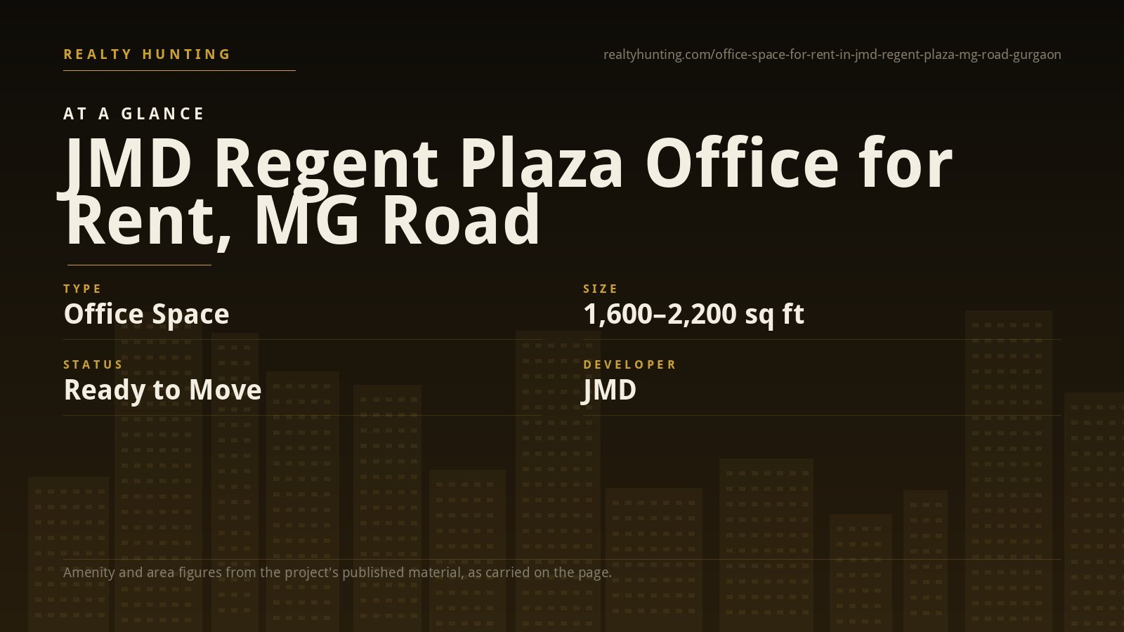 JMD Regent Plaza Office for Rent, MG Road Gurgaon — photo 1