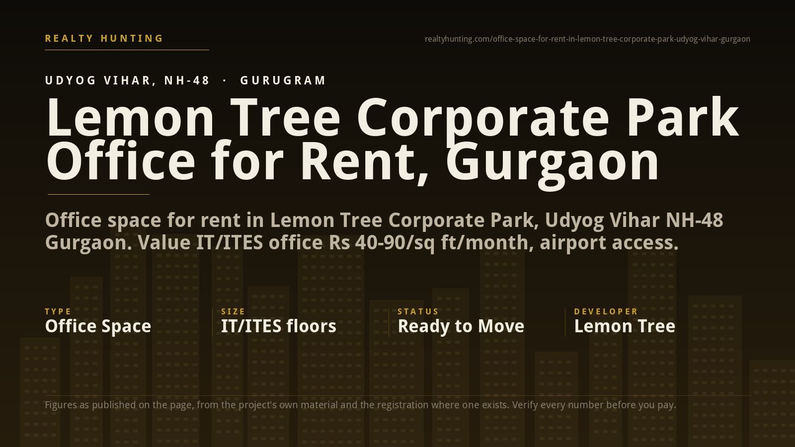 Lemon Tree Corporate Park Office for Rent, Udyog Vihar Gurgaon