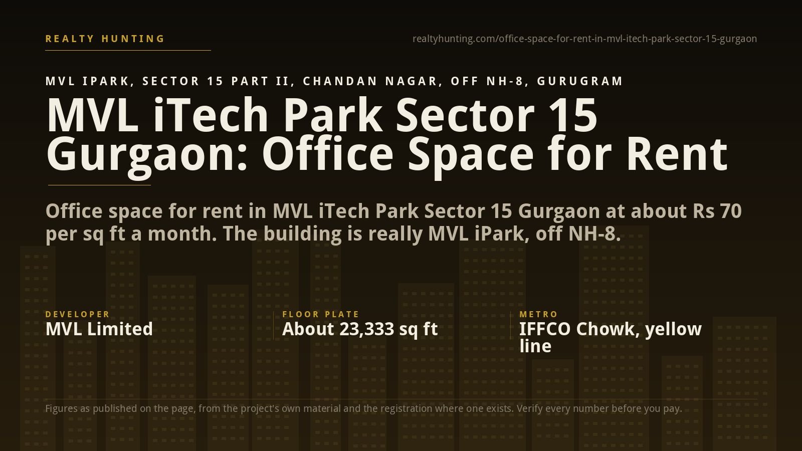 MVL iPark (MVL iTech Park) Office for Rent, Sector 15 Gurgaon