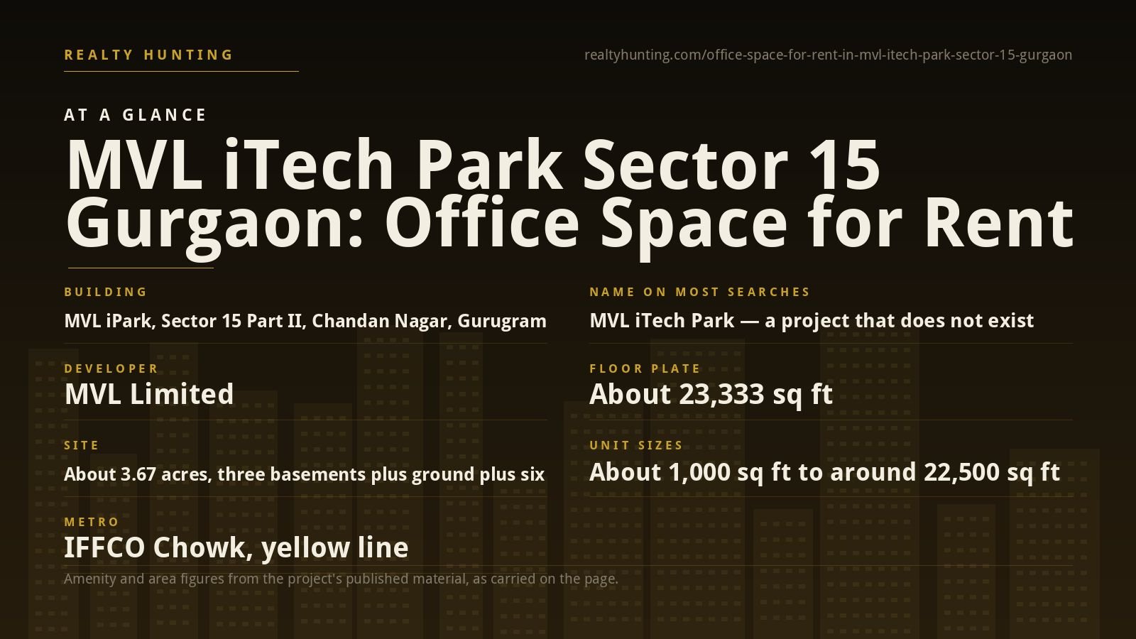 MVL iPark (MVL iTech Park) Office for Rent, Sector 15 Gurgaon — photo 1