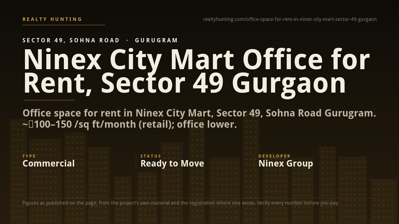 Ninex City Mart Office for Rent, Sector 49 Gurgaon