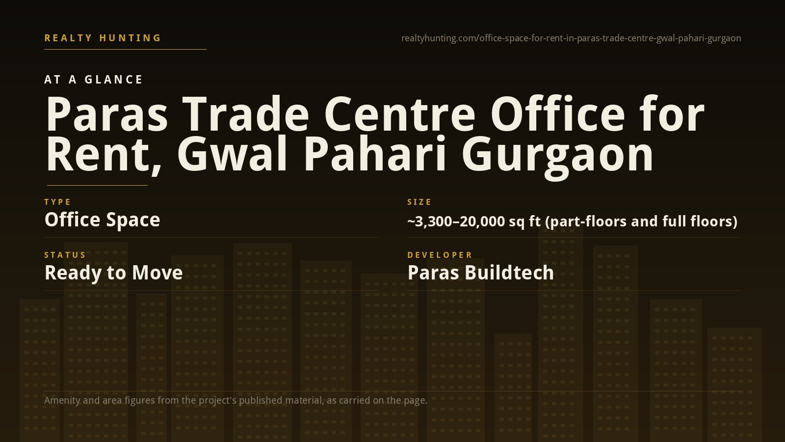 Paras Trade Centre Office for Rent, Gwal Pahari Gurgaon — photo 1