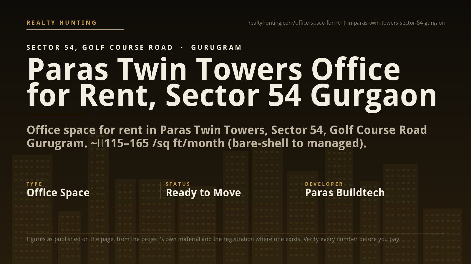 Paras Twin Towers Office for Rent, Sector 54 Gurgaon