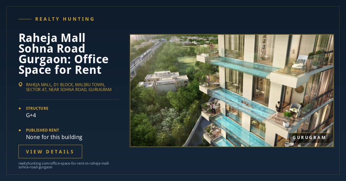 Raheja Mall Office for Rent, Sohna Road Gurgaon