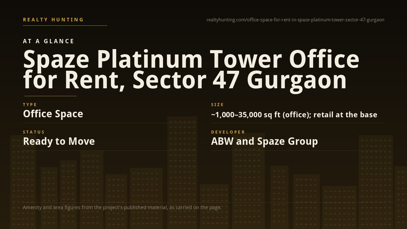 Spaze Platinum Tower Office for Rent, Sector 47 Gurgaon — photo 1