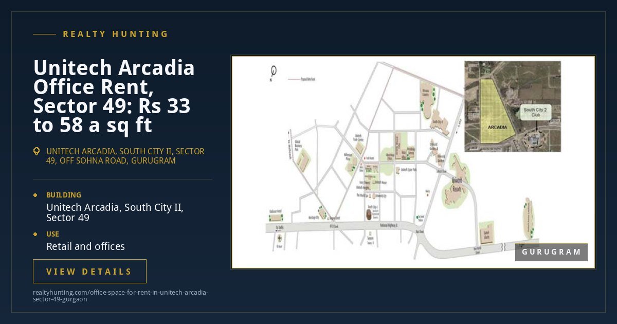 Unitech Arcadia Office for Rent, Sector 49 Gurgaon
