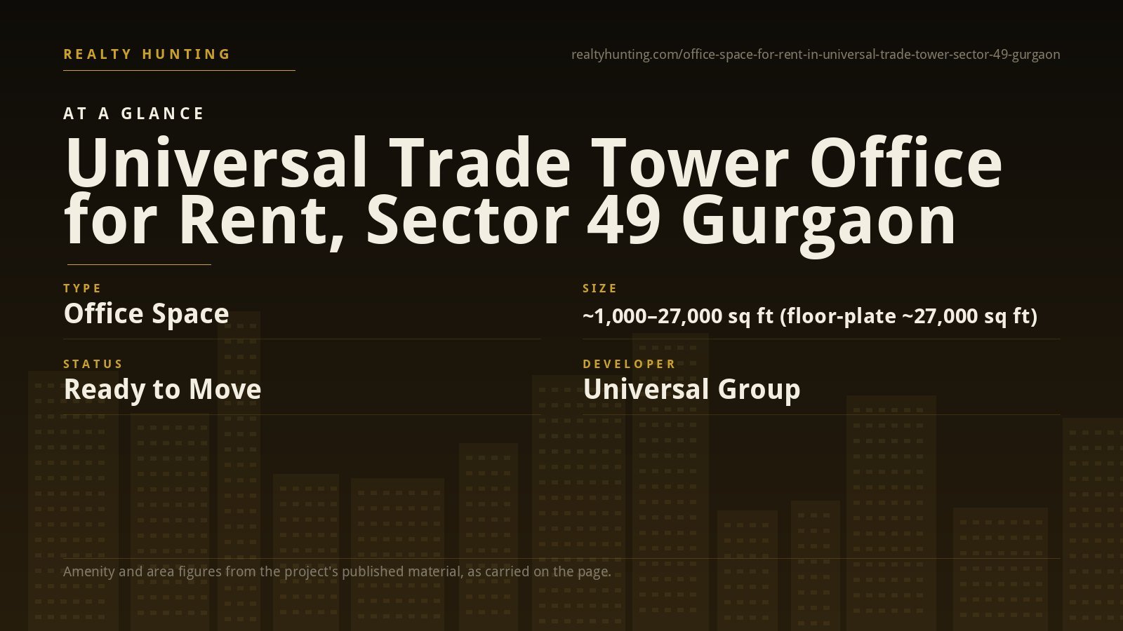 Universal Trade Tower Office for Rent, Sector 49 Gurgaon — photo 1