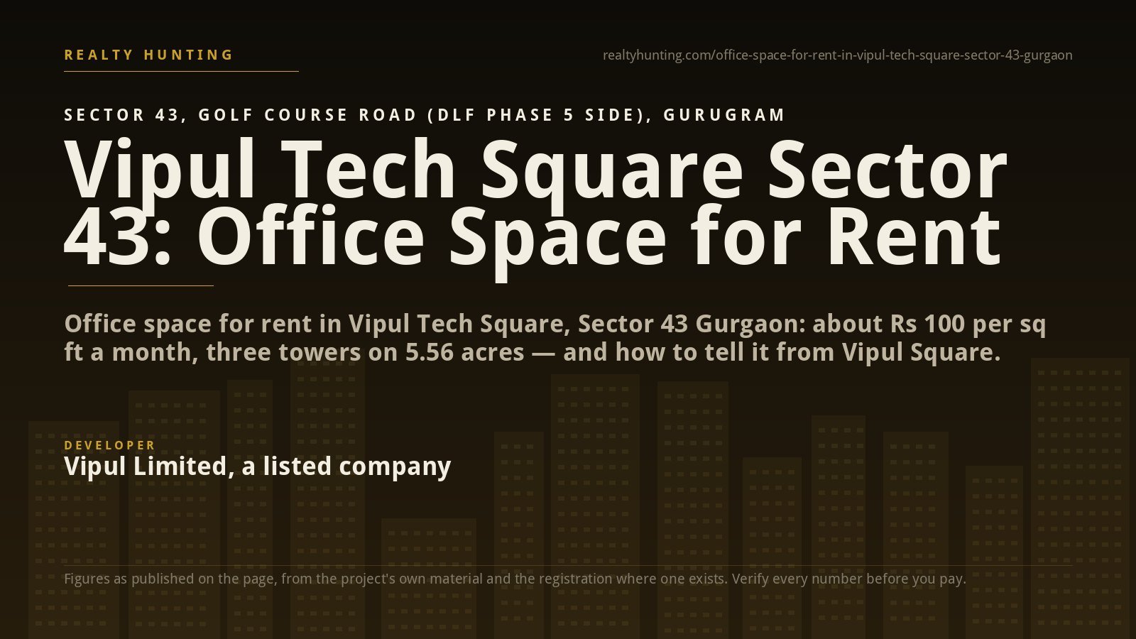 Vipul Tech Square Office for Rent, Sector 43 Gurgaon
