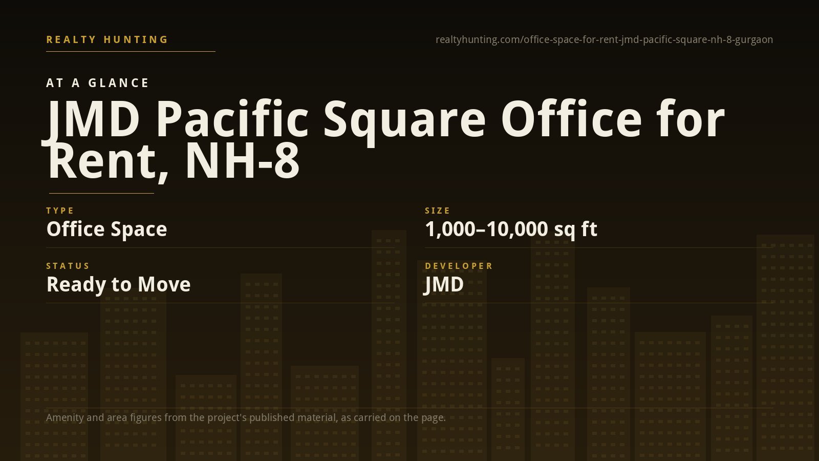 JMD Pacific Square Office for Rent, NH-8 Gurgaon — photo 1