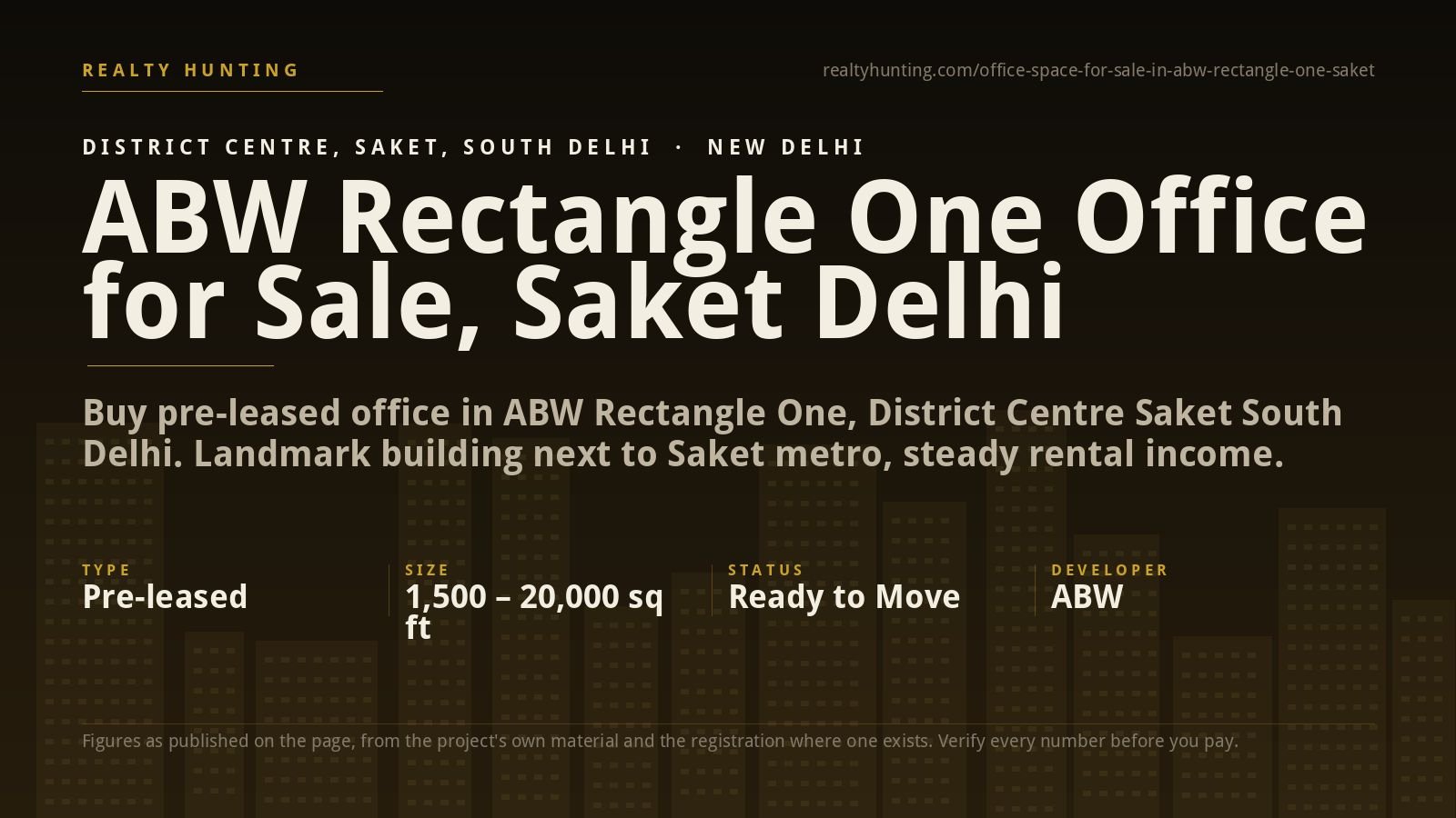 ABW Rectangle One Office for Sale, Saket New Delhi