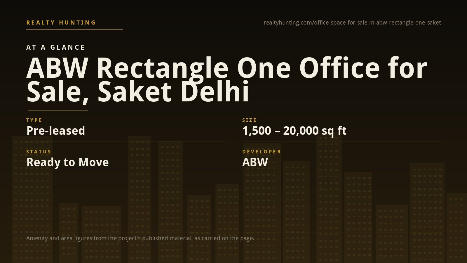 ABW Rectangle One Office for Sale, Saket New Delhi — photo 1