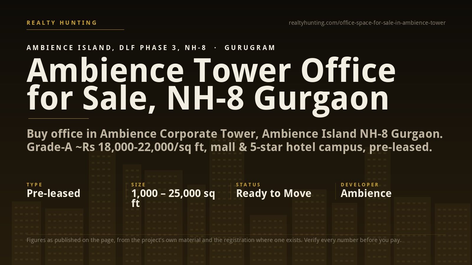 Ambience Tower Office for Sale, NH-8 Gurgaon