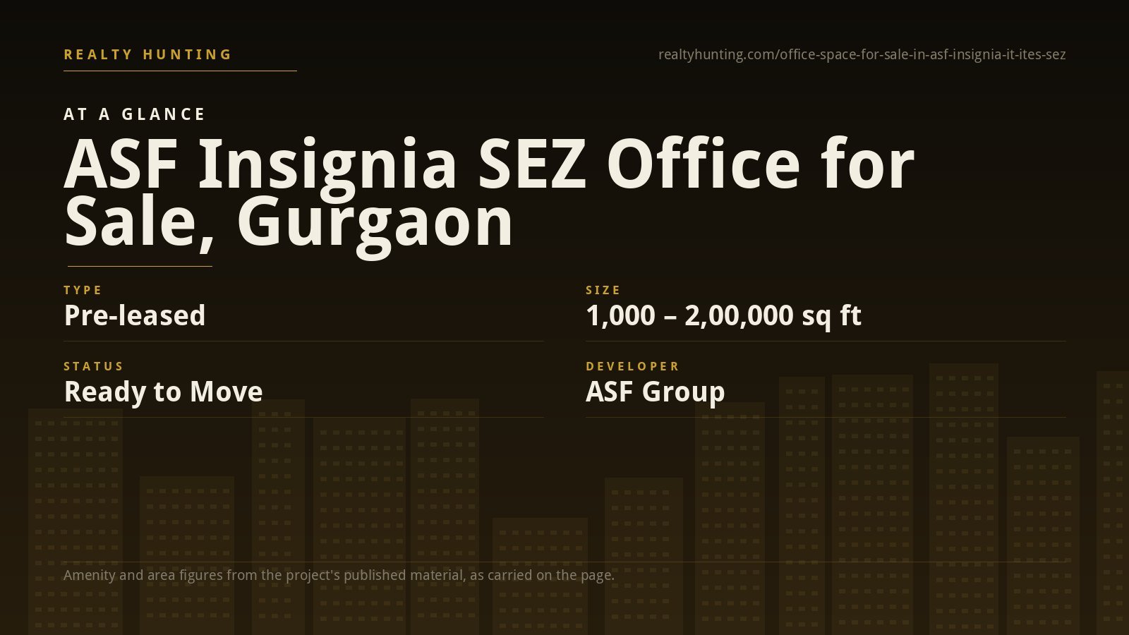 ASF Insignia SEZ Office for Sale, Gwal Pahari Gurgaon — photo 1