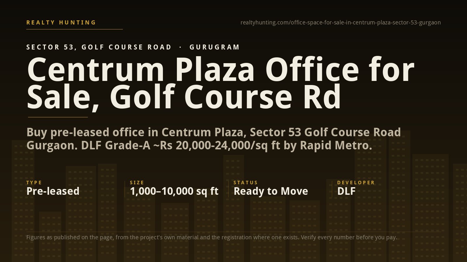 Centrum Plaza Office for Sale, Golf Course Road Gurgaon