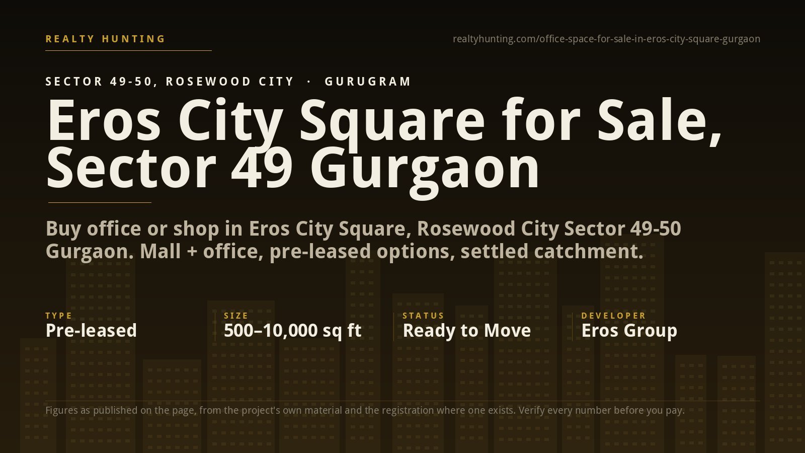 Eros City Square Office & Shop for Sale, Sector 49 Gurgaon