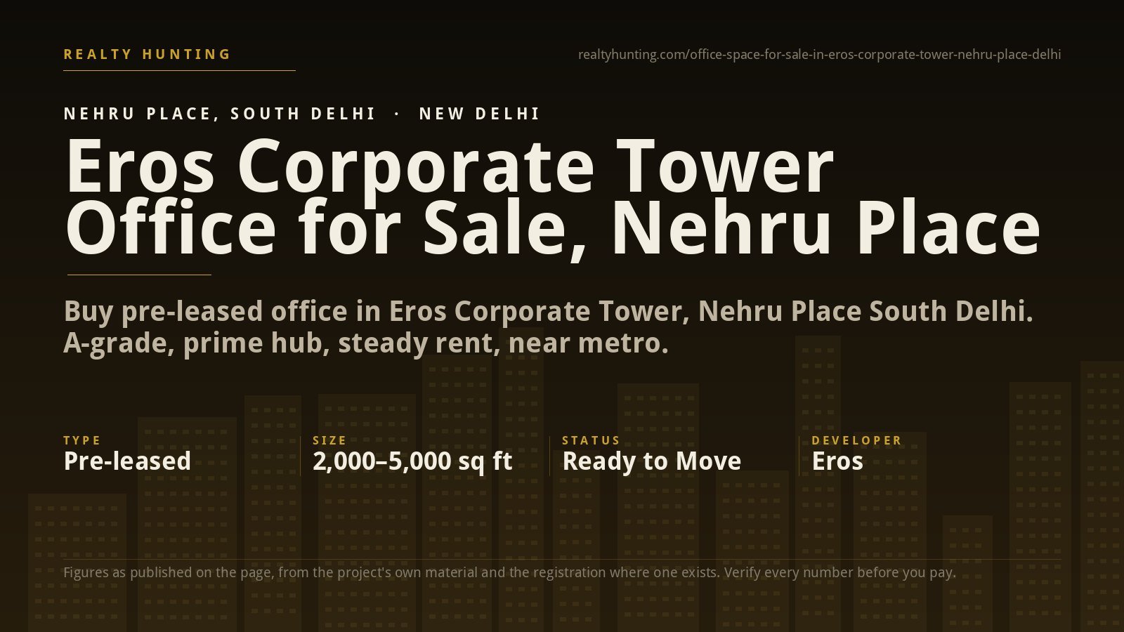 Eros Corporate Tower Office for Sale, Nehru Place Delhi