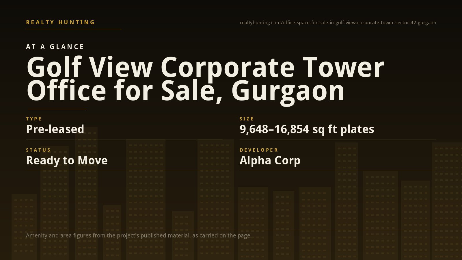 Golf View Corporate Tower Office for Sale, Golf Course Rd Gurgaon — photo 1