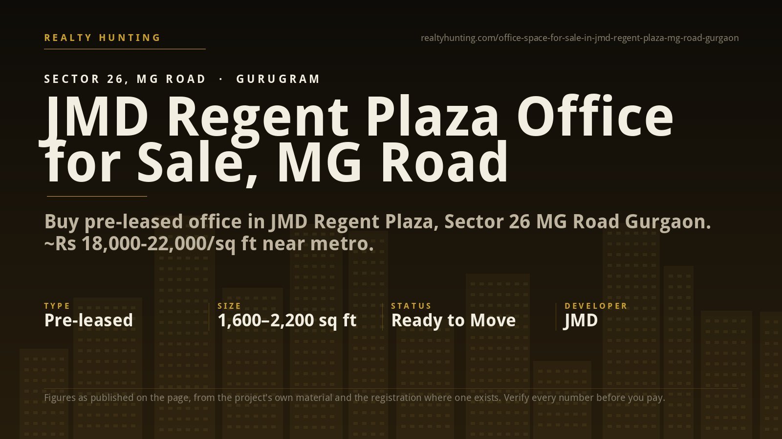 JMD Regent Plaza Office for Sale, MG Road Gurgaon