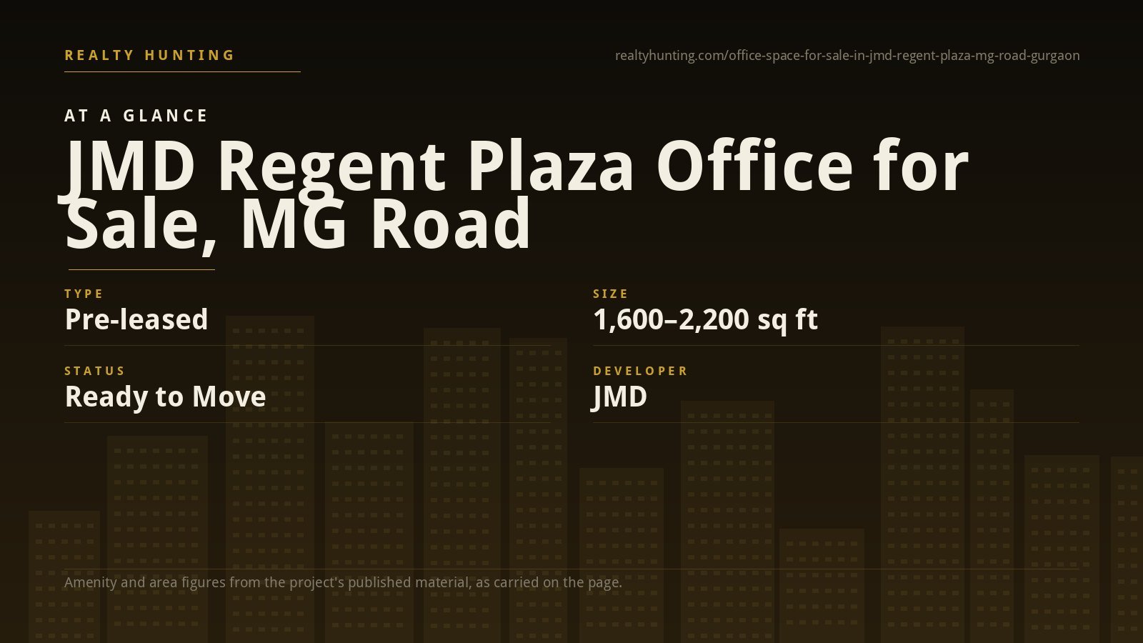 JMD Regent Plaza Office for Sale, MG Road Gurgaon — photo 1