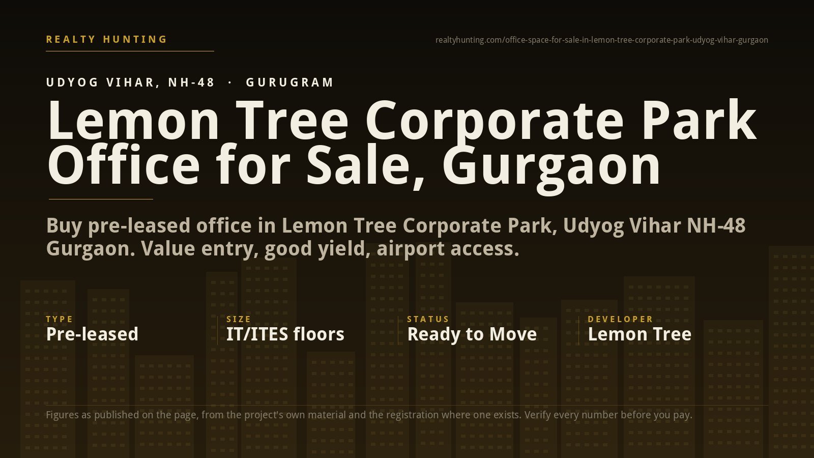 Lemon Tree Corporate Park Office for Sale, Udyog Vihar Gurgaon