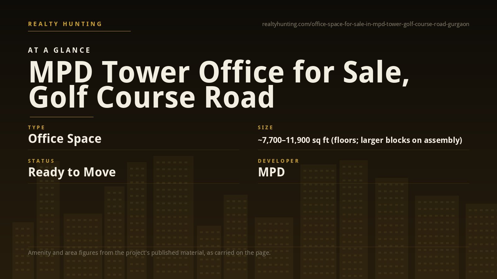 MPD Tower Office for Sale, Golf Course Road Gurgaon — photo 1