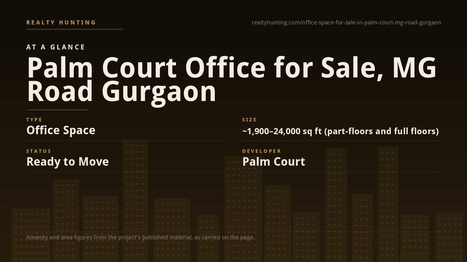 Palm Court Office for Sale, MG Road Gurgaon — photo 1