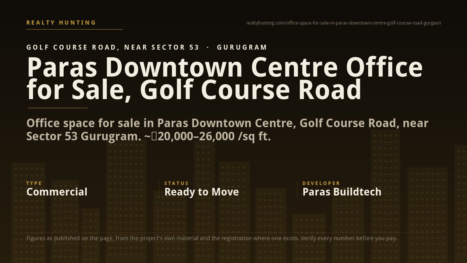 Paras Downtown Centre Office for Sale, Golf Course Road