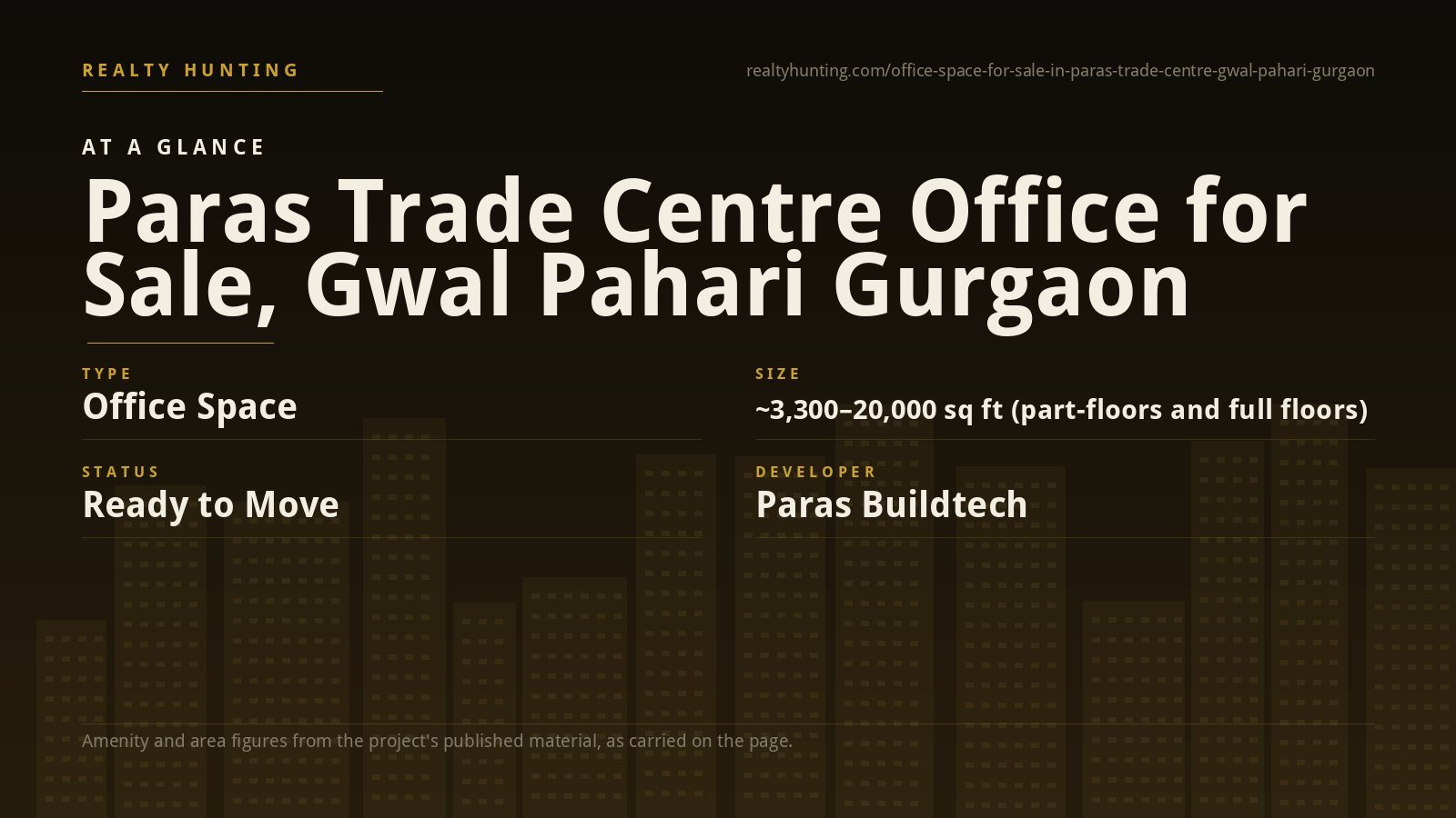 Paras Trade Centre Office for Sale, Gwal Pahari Gurgaon — photo 1