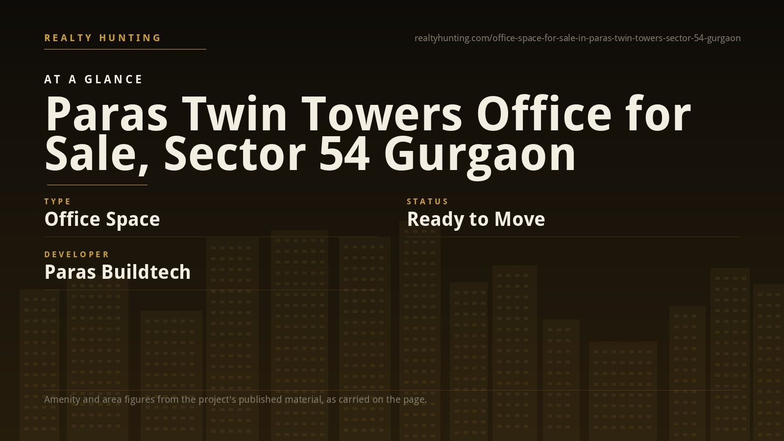Paras Twin Towers Office for Sale, Sector 54 Gurgaon — photo 1