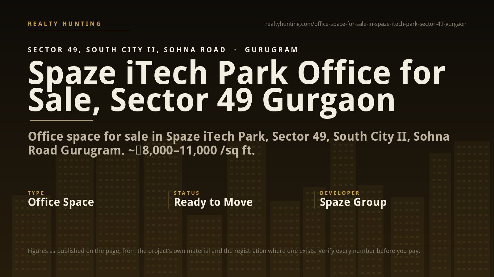 Spaze iTech Park Office Space for Sale, Sector 49 Gurgaon