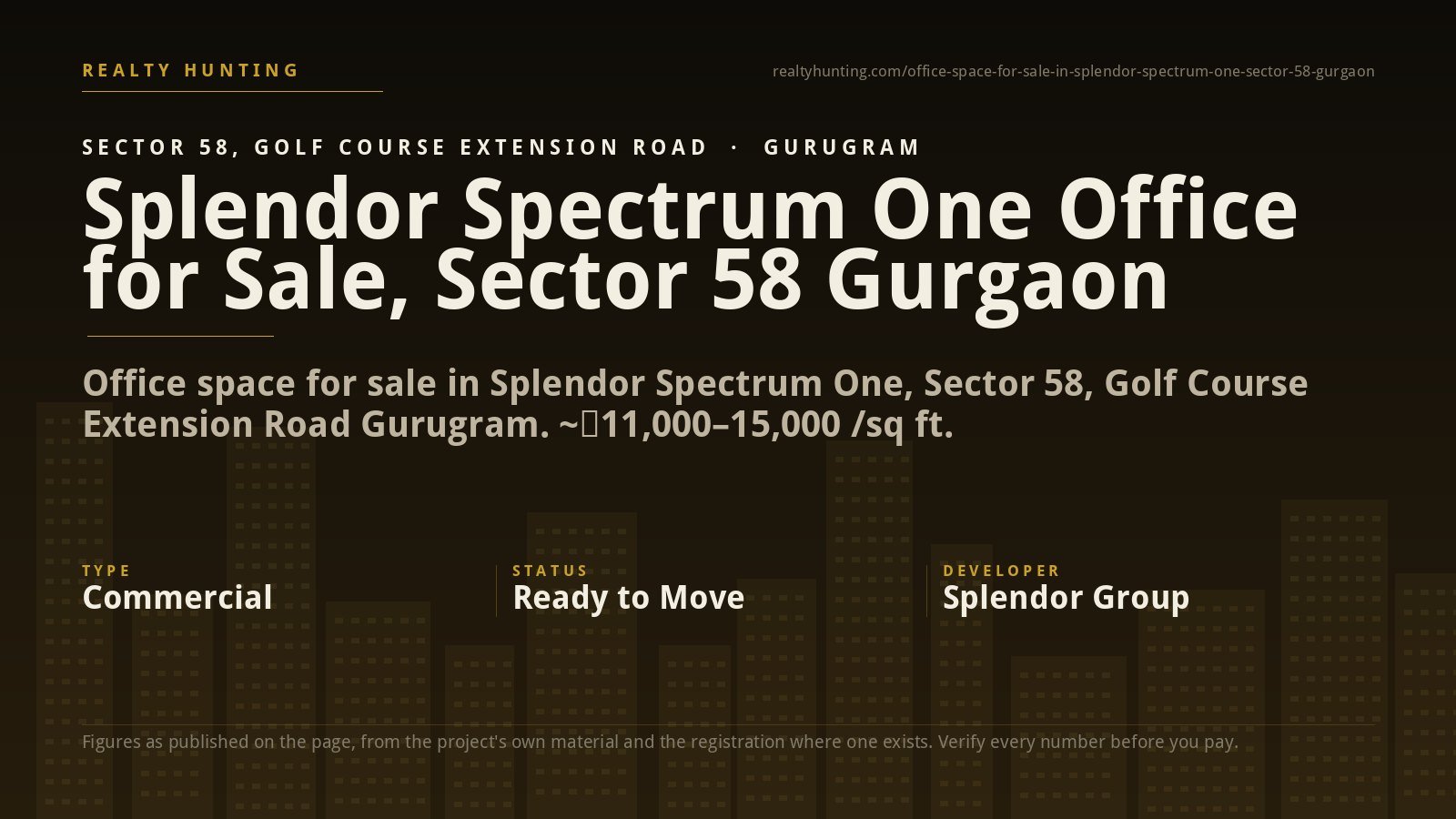 Splendor Spectrum One Office for Sale, Sector 58 Gurgaon