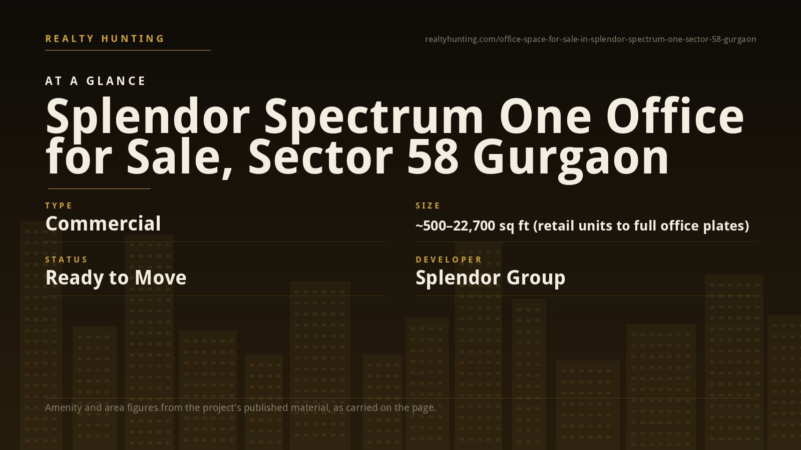Splendor Spectrum One Office for Sale, Sector 58 Gurgaon — photo 2