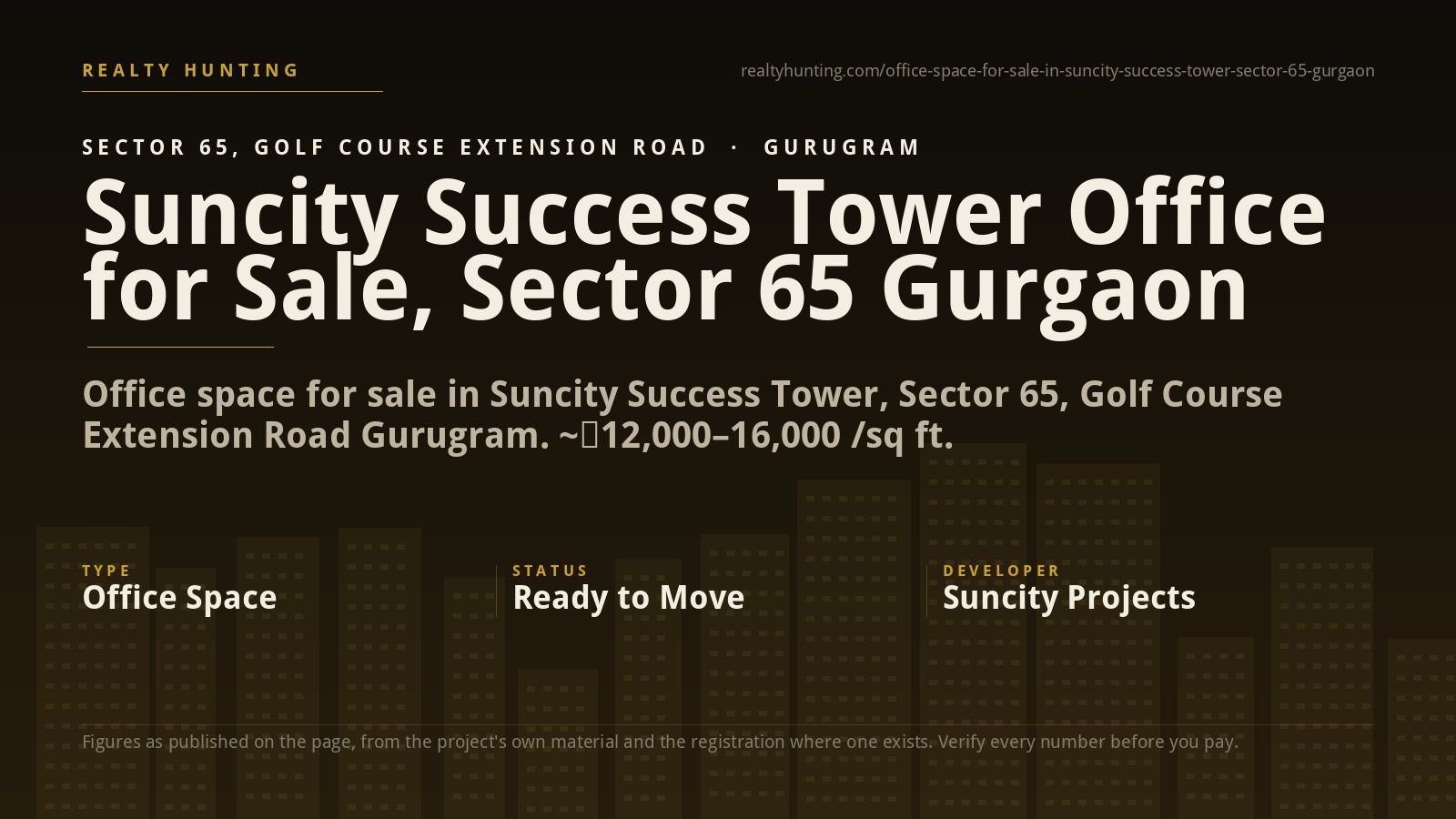 Suncity Success Tower Office for Sale, Sector 65 Gurgaon