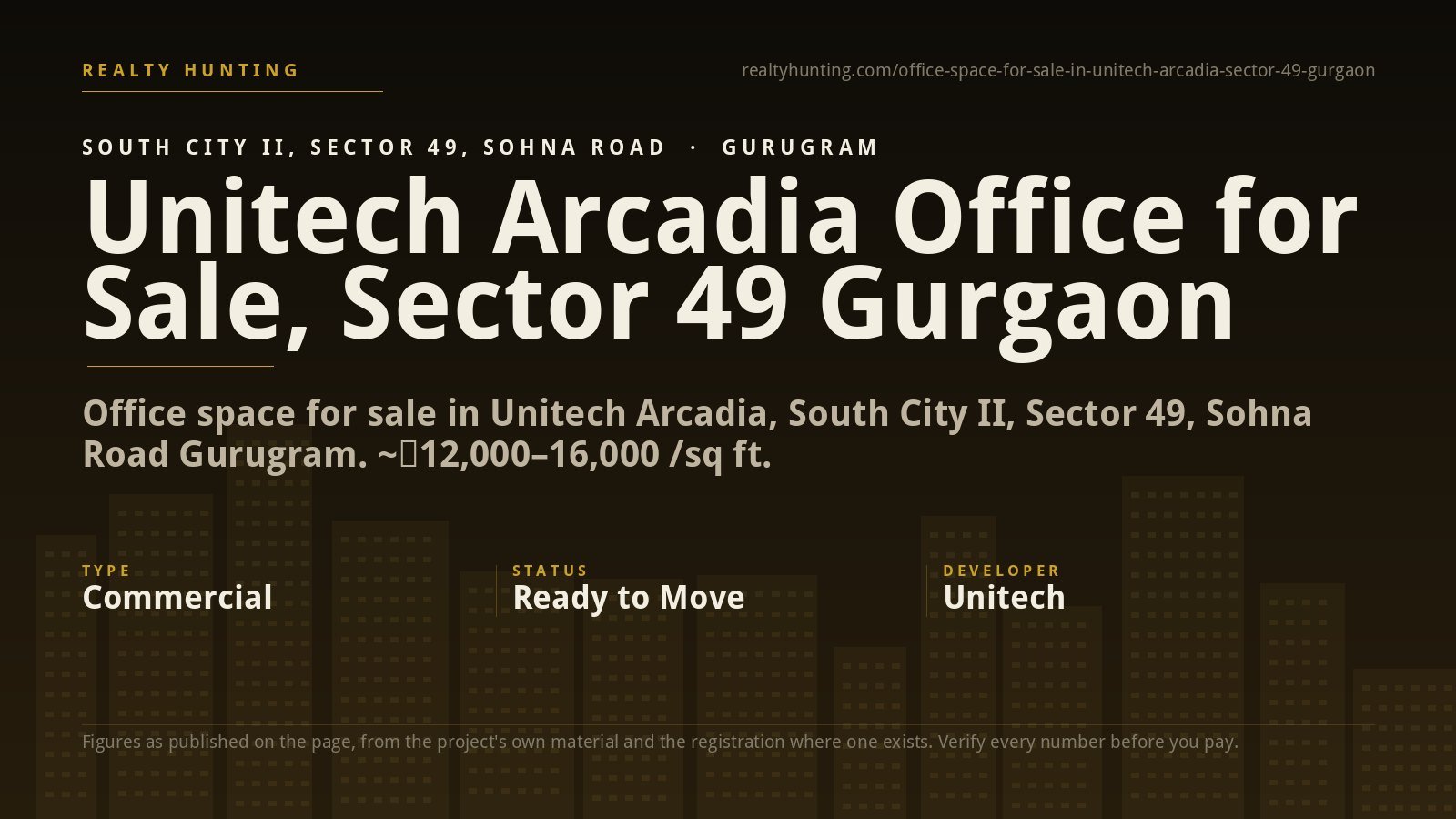 Unitech Arcadia Office for Sale, Sector 49 Gurgaon