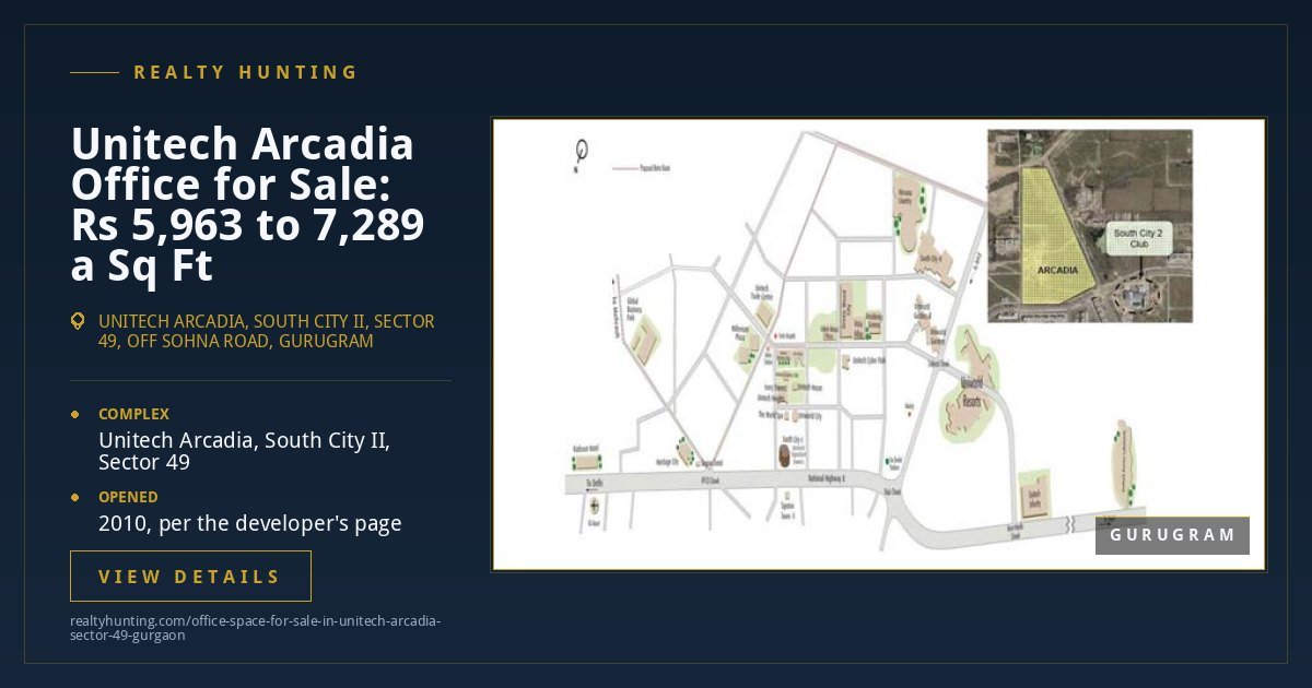 Unitech Arcadia Office for Sale, Sector 49 Gurgaon