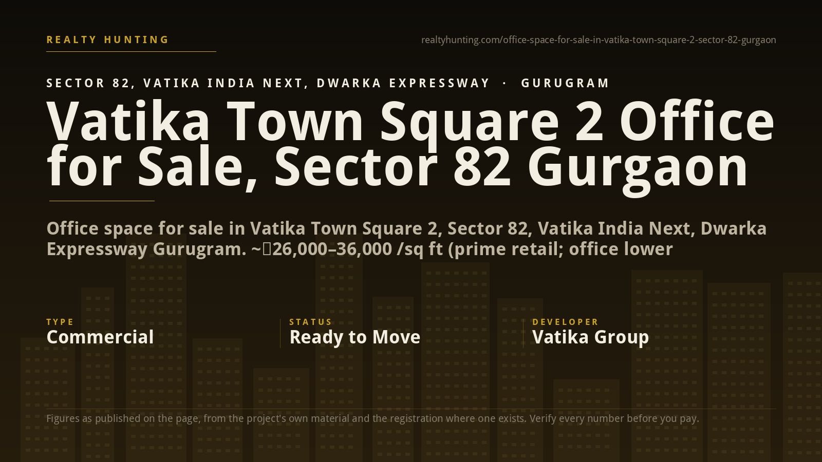 Vatika Town Square 2 Office for Sale, Sector 82 Gurgaon