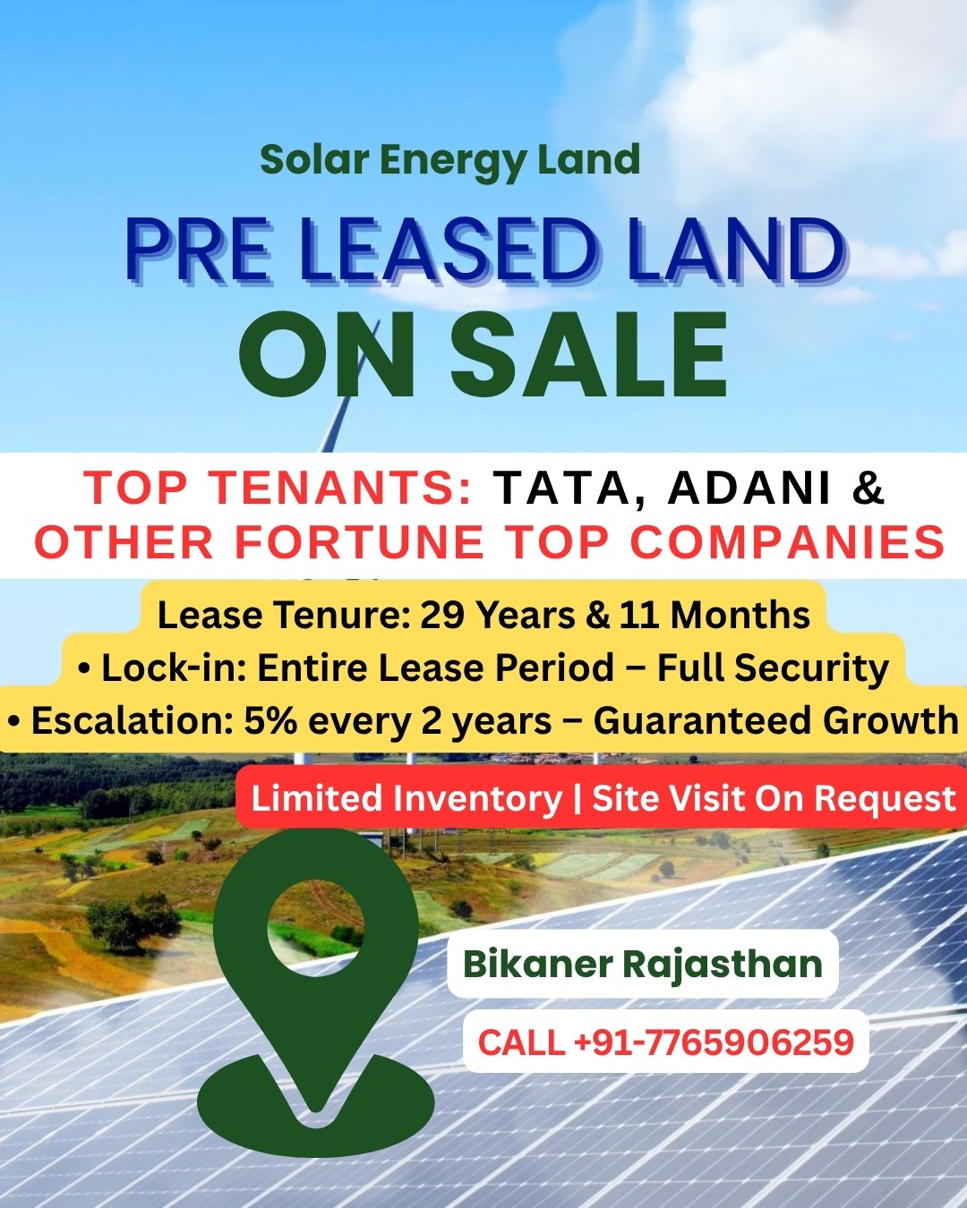 Solar energy Land For sale in Bikaner, Bikampur, Bajju, Pugal phalodi, baadmer, jaisalmer, Khajuwala, Rajasthan india