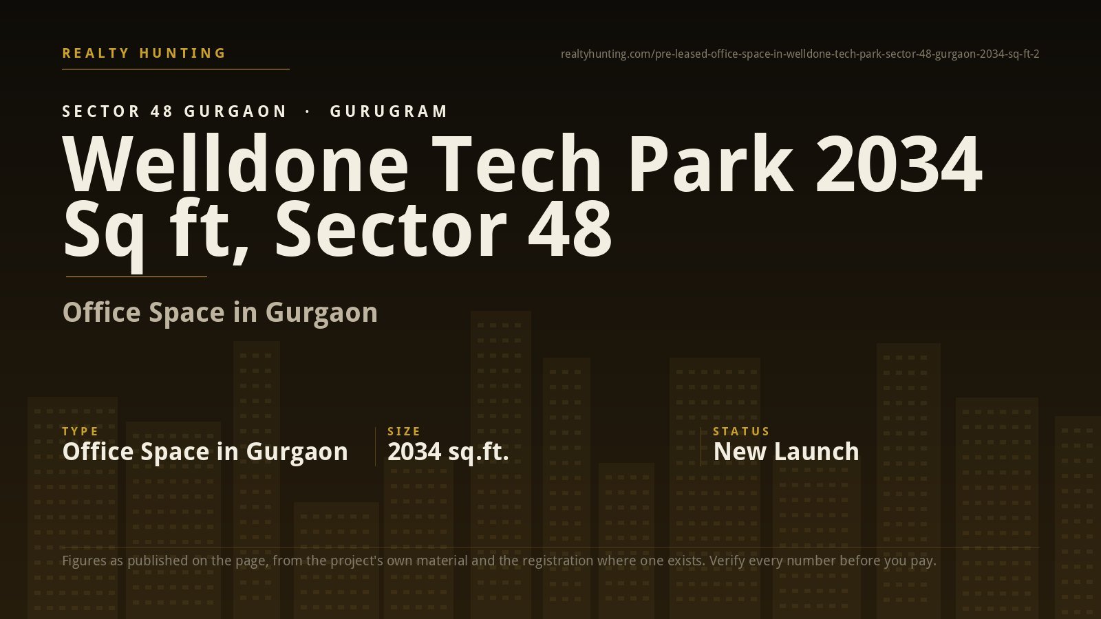 Pre- leased Office Space in Welldone Tech Park Sector 48, Gurgaon 2034 Sq ft