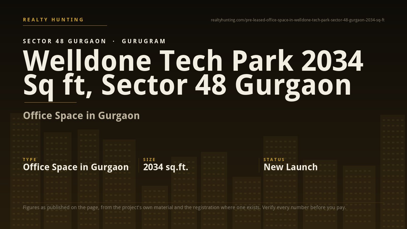 Pre- leased Office Space in Welldone Tech Park Sector 48 Gurgaon 2034 Sq ft