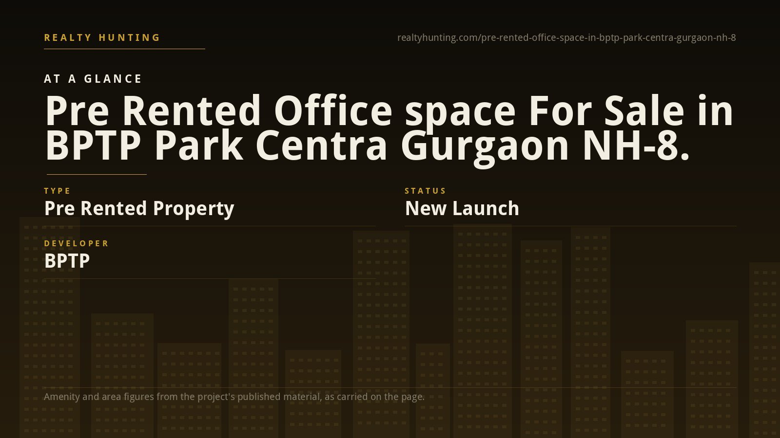 Pre Rented Office space For Sale in BPTP Park Centra Gurgaon NH-8. — photo 2