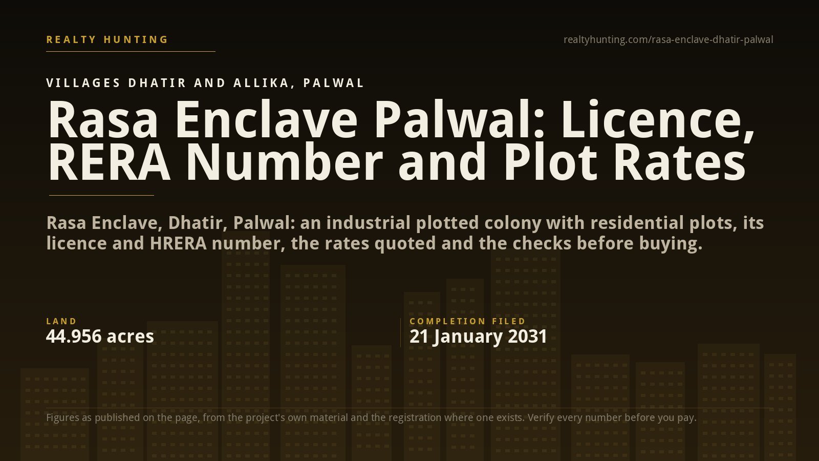 Rasa Enclave, Dhatir, Palwal: Licence, RERA Number and What Is Sold