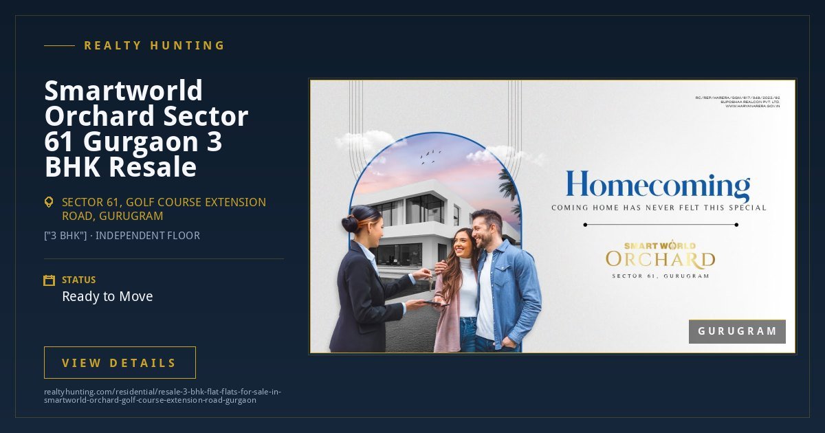 Resale 3 BHK in Smartworld Orchard, Golf Course Extension Road Gurgaon
